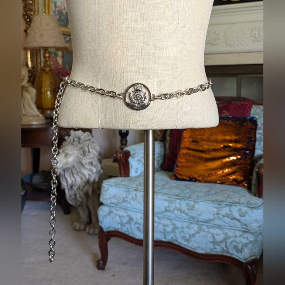 Anne Klein Silver Chain Adjustable Belt with Decorative Elements